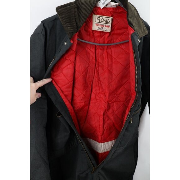 Vtg 90s Walls Blizzard Pruf Mens Large Short Faded Quilted Coveralls Black USA - Picture 15 of 16